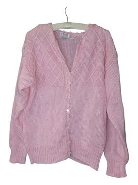 Vintage Lindsey Blake Pink Feminine Coquette Button Front Cardigan  Sweater S